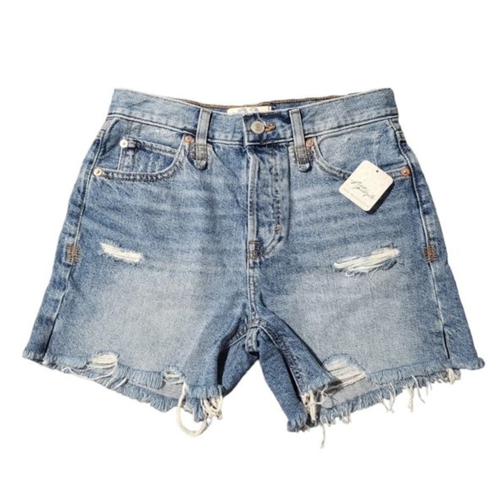 Women's Free People Twist & Shout Distressed High Rise Denim Shorts Sz 23‎